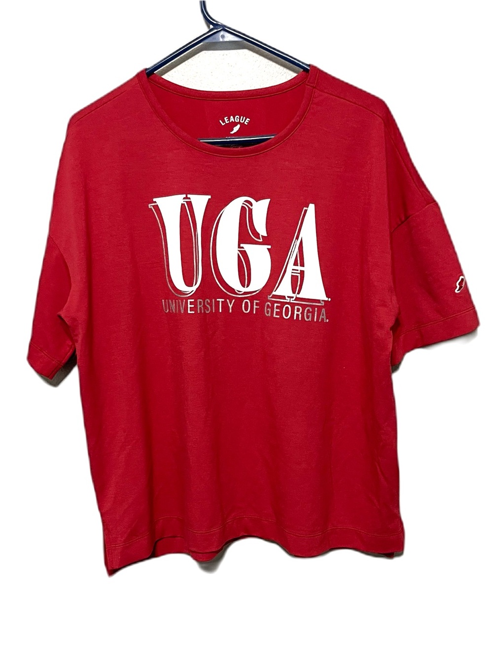 League College University Of Georgia Short Sleeve Shirt Red Preppy NWT Womens L